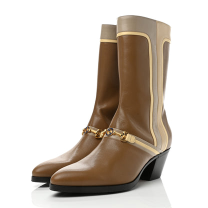 Gucci Goatskin Mens Zahara Interlocking G Horsebit Boots 9 Friky Taupe Oatmeal Butter Sand Storm 3 of 10