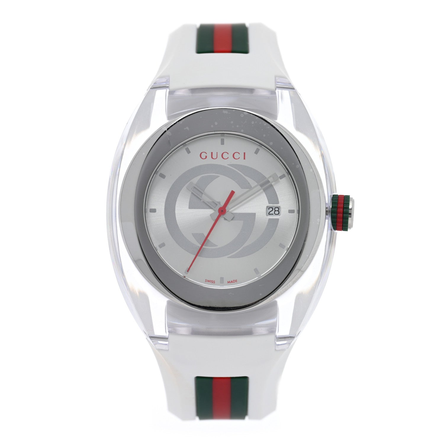 Gucci Stainless Steel Rubber 46mm Sync Web Quartz Watch White 1 of 5