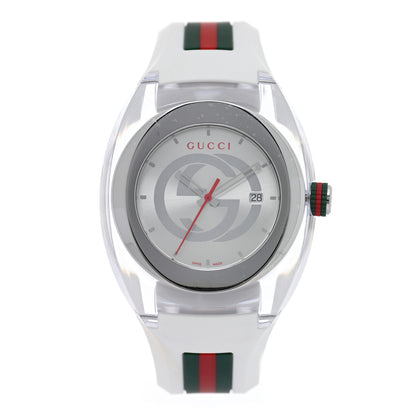 Gucci Stainless Steel Rubber 46mm Sync Web Quartz Watch White 1 of 5