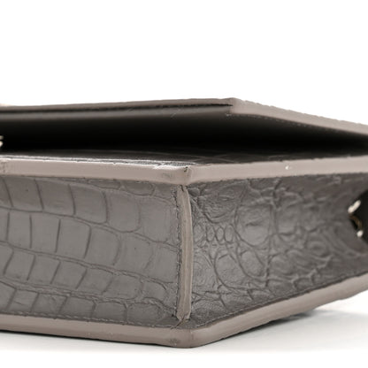 Saint Laurent Calfskin Crocodile Embossed Kate Monogram Tassel Chain Wallet Fog 10 of 12