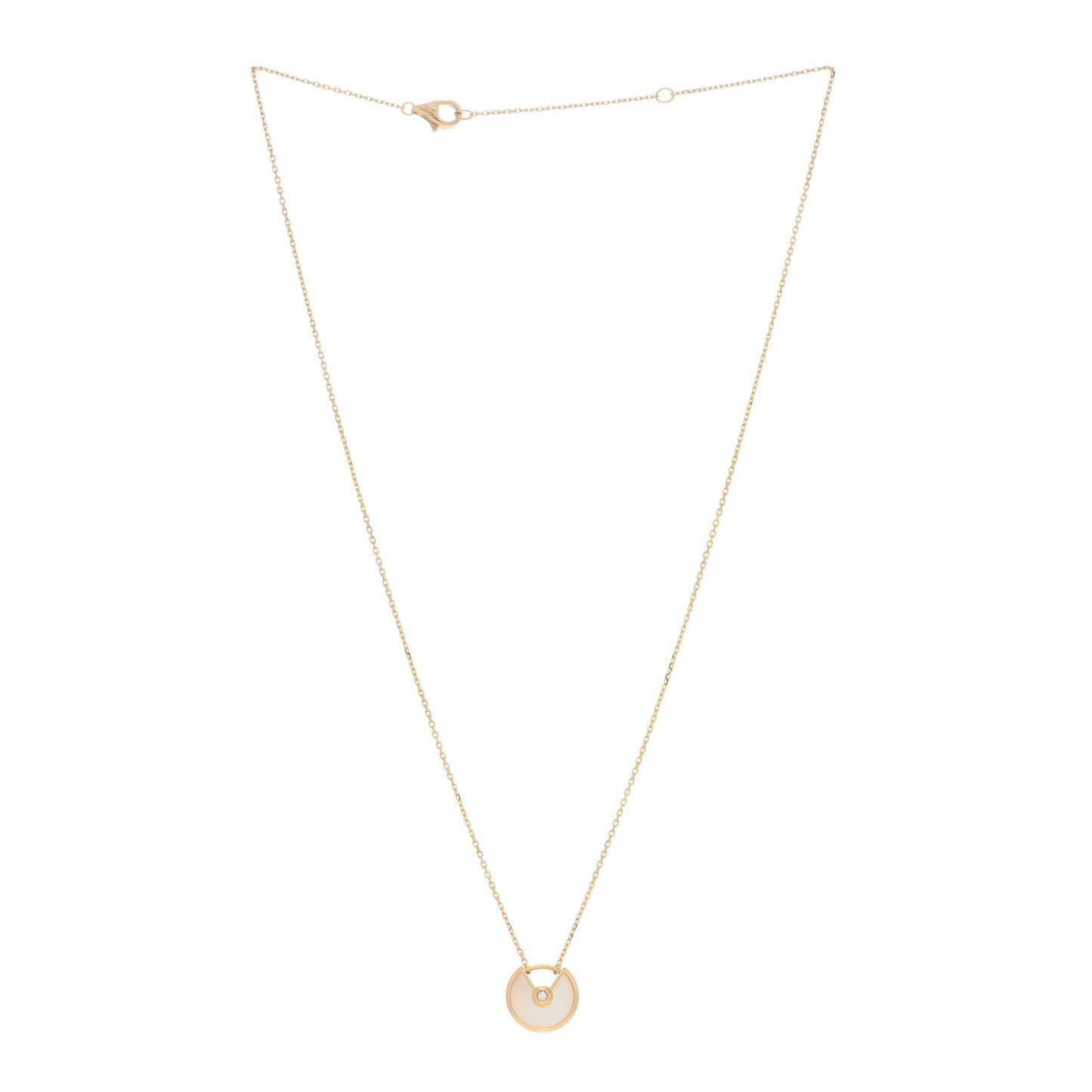 18K Yellow Gold Diamond Mother of Pearl XS Amulette de Cartier Pendant Necklace