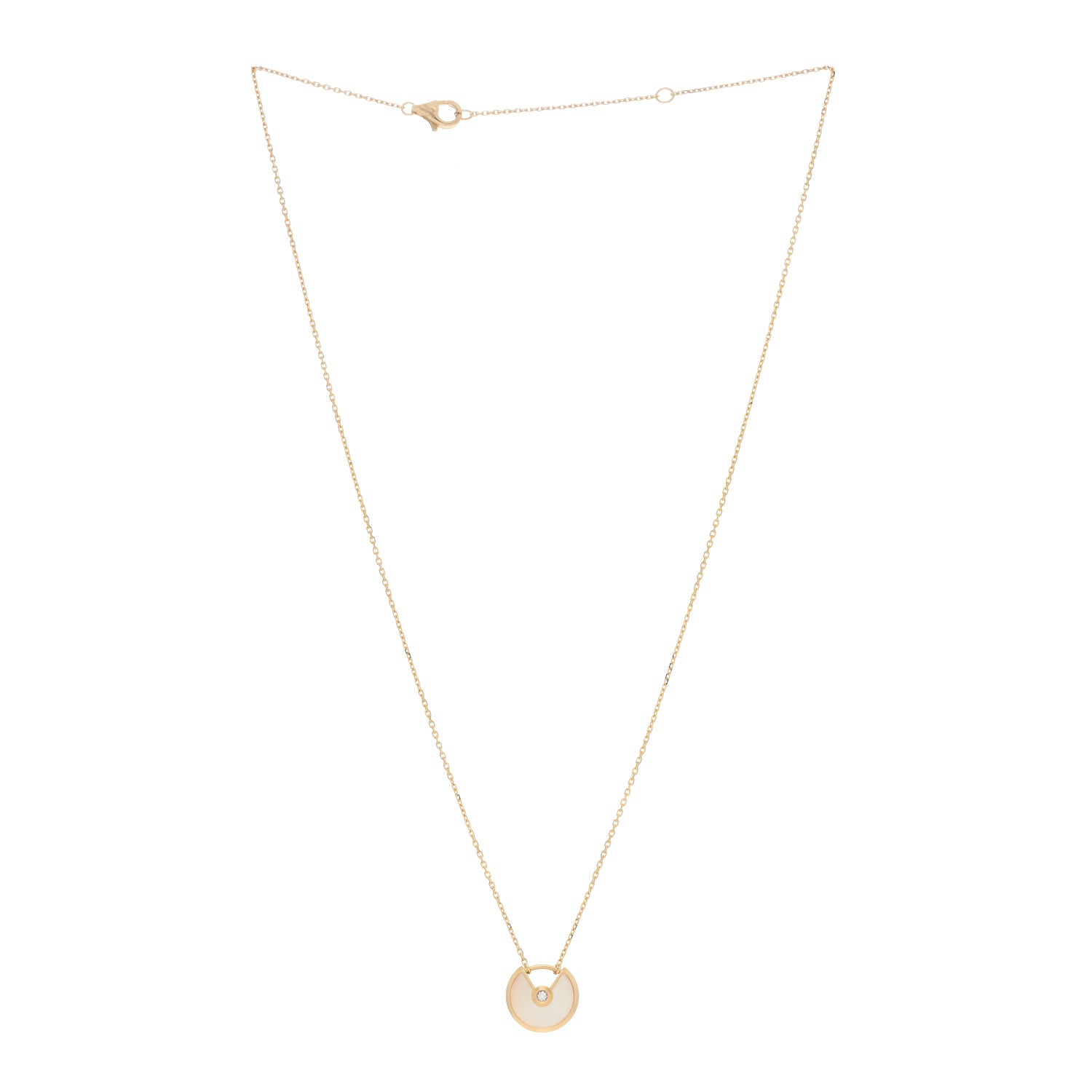 Cartier 18K Yellow Gold Diamond Mother of Pearl XS Amulette de Cartier Pendant Necklace 2 of 4