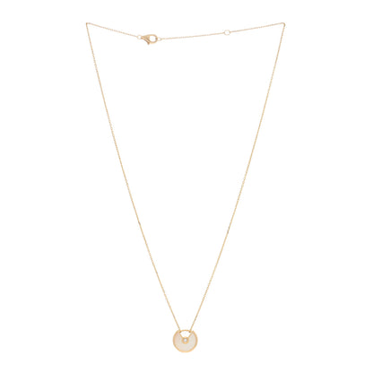 Cartier 18K Yellow Gold Diamond Mother of Pearl XS Amulette de Cartier Pendant Necklace 2 of 4