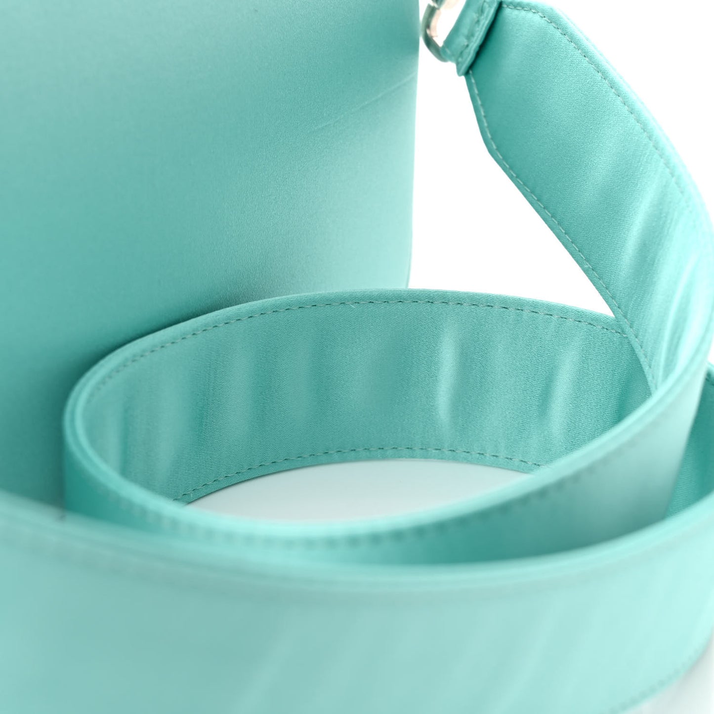 X TIFFANY Satin Nappa Silver Baguette Blue Tiffany Silver