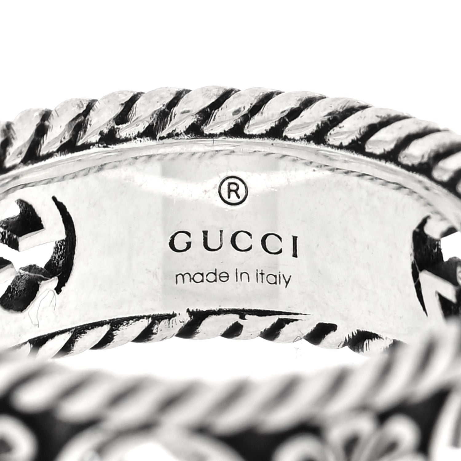 Gucci Sterling Silver Interlocking G Flower Ring 54 7 1864187