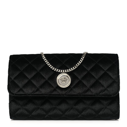 Versace Velvet Quilted Medusa Wallet On Chain Black 1 of 9