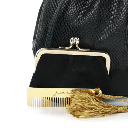 Judith Leiber Snakeskin Crystal Evening Bag Black 10 of 14