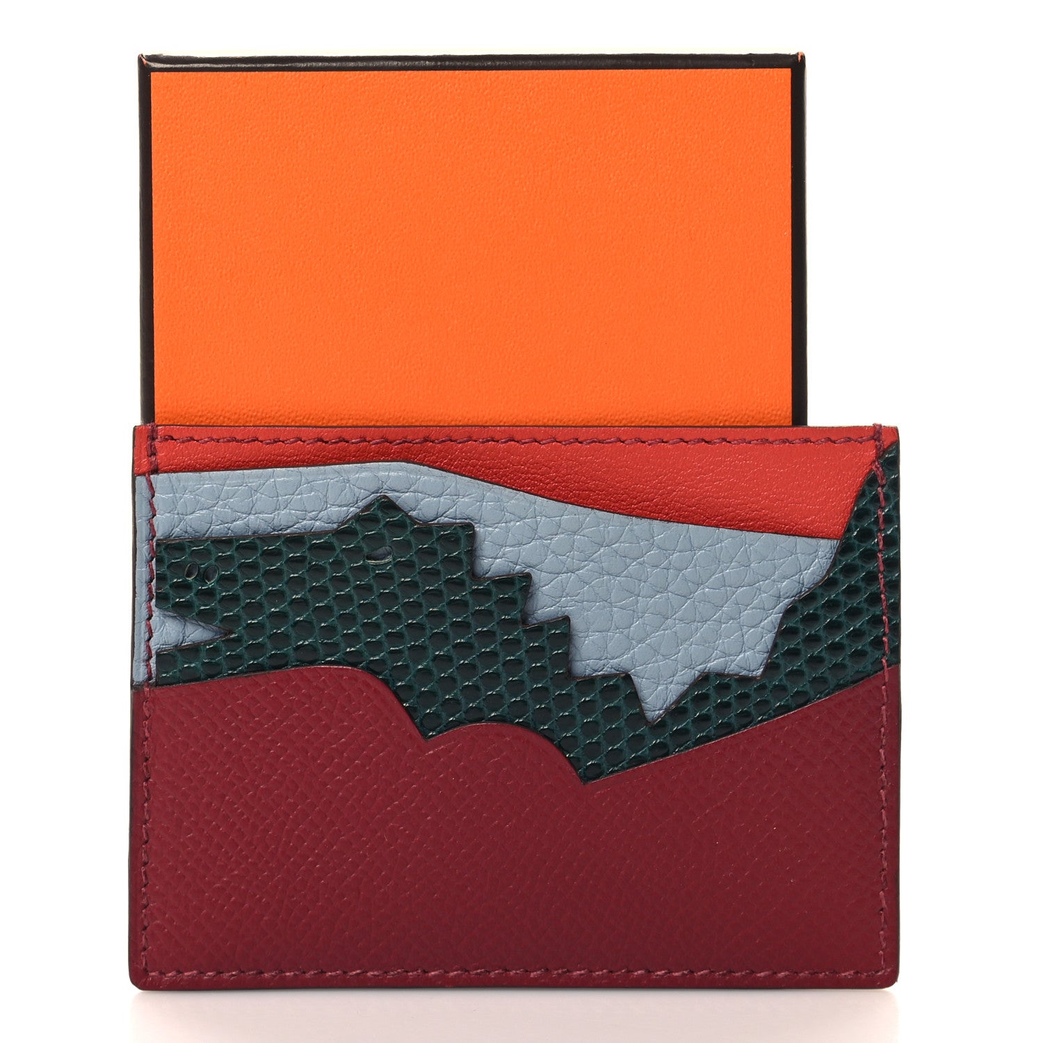 Hermes Epsom Evercolor Lizard Taurillon Clemence Histoire Naturelle Card Holder Multicolor 7 of 7