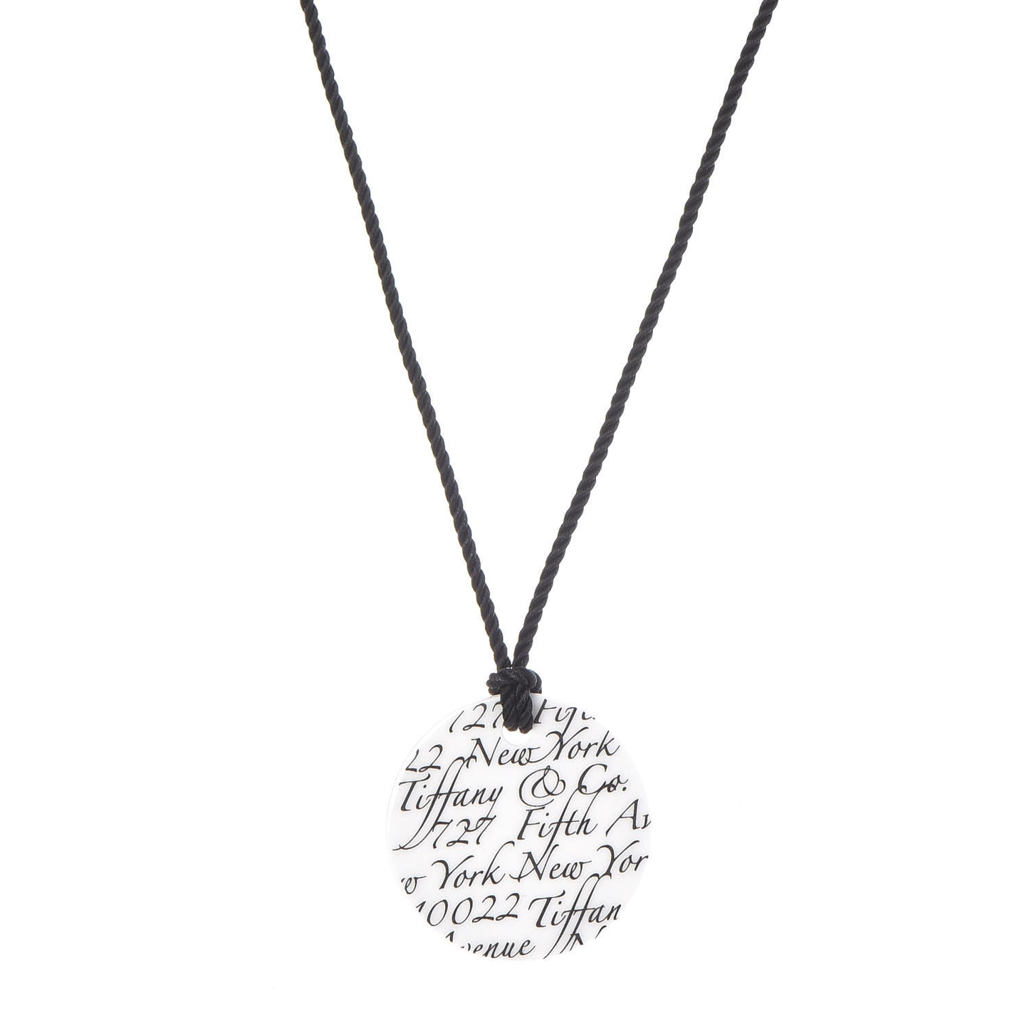 White Bone Black Cord Notes Round Pendant Necklace