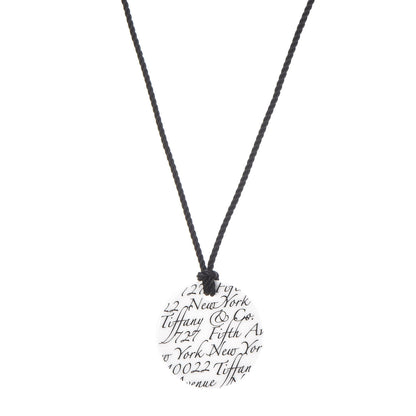 Tiffany White Bone Black Cord Notes Round Pendant Necklace 1 of 6