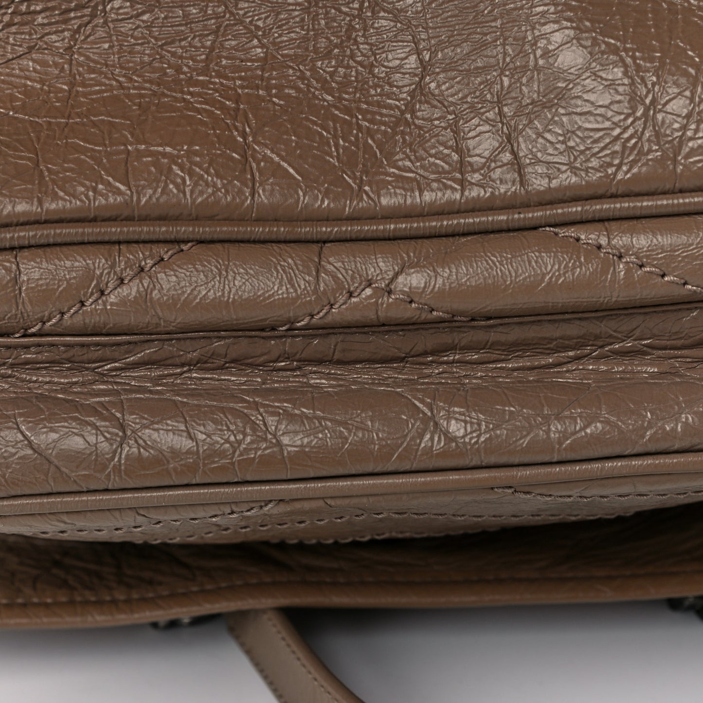 Crinkled Calfskin Matelasse Monogram Medium Niki Chain Satchel Light Taupe