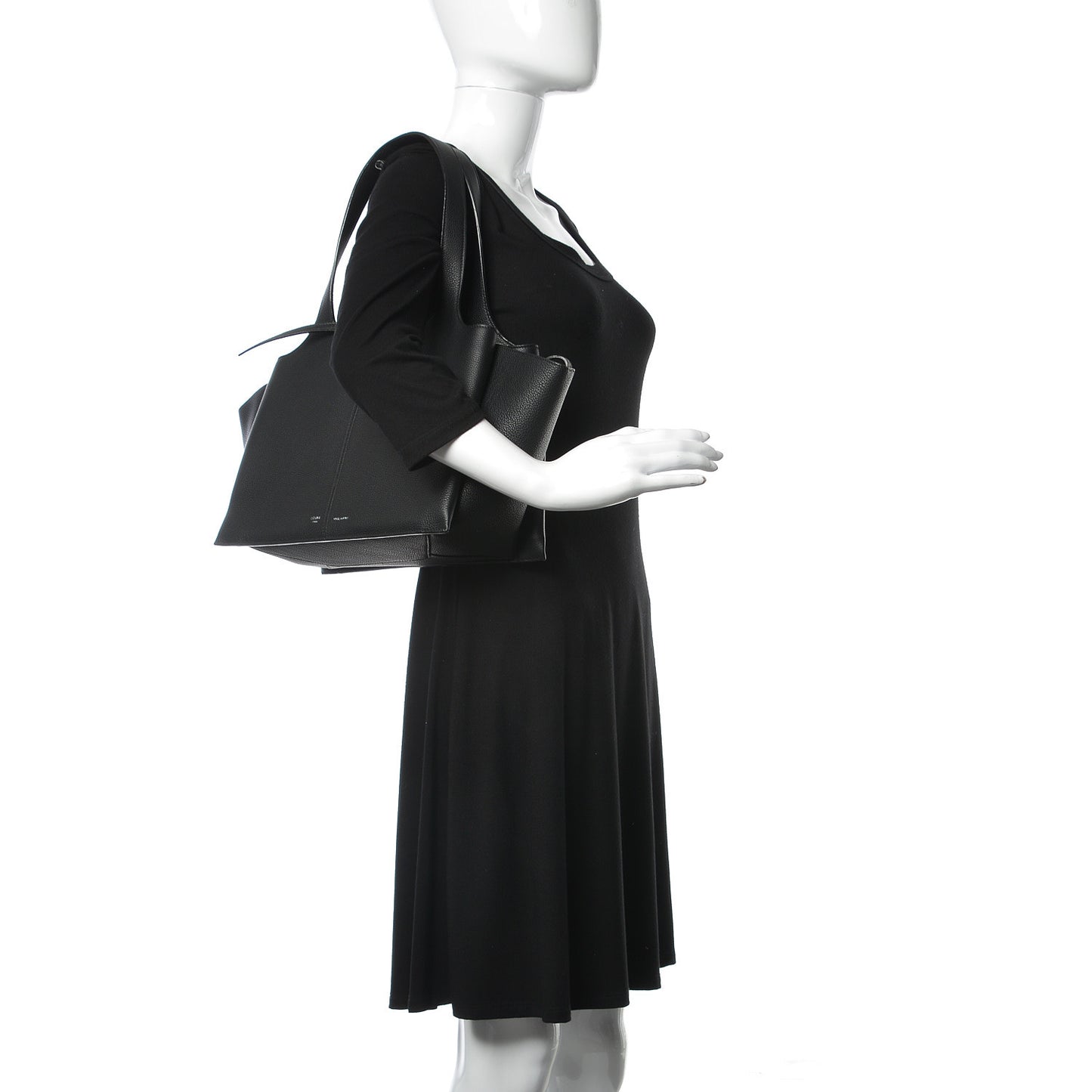 Baby Grained Calfskin Small Tri-Fold Bag Black