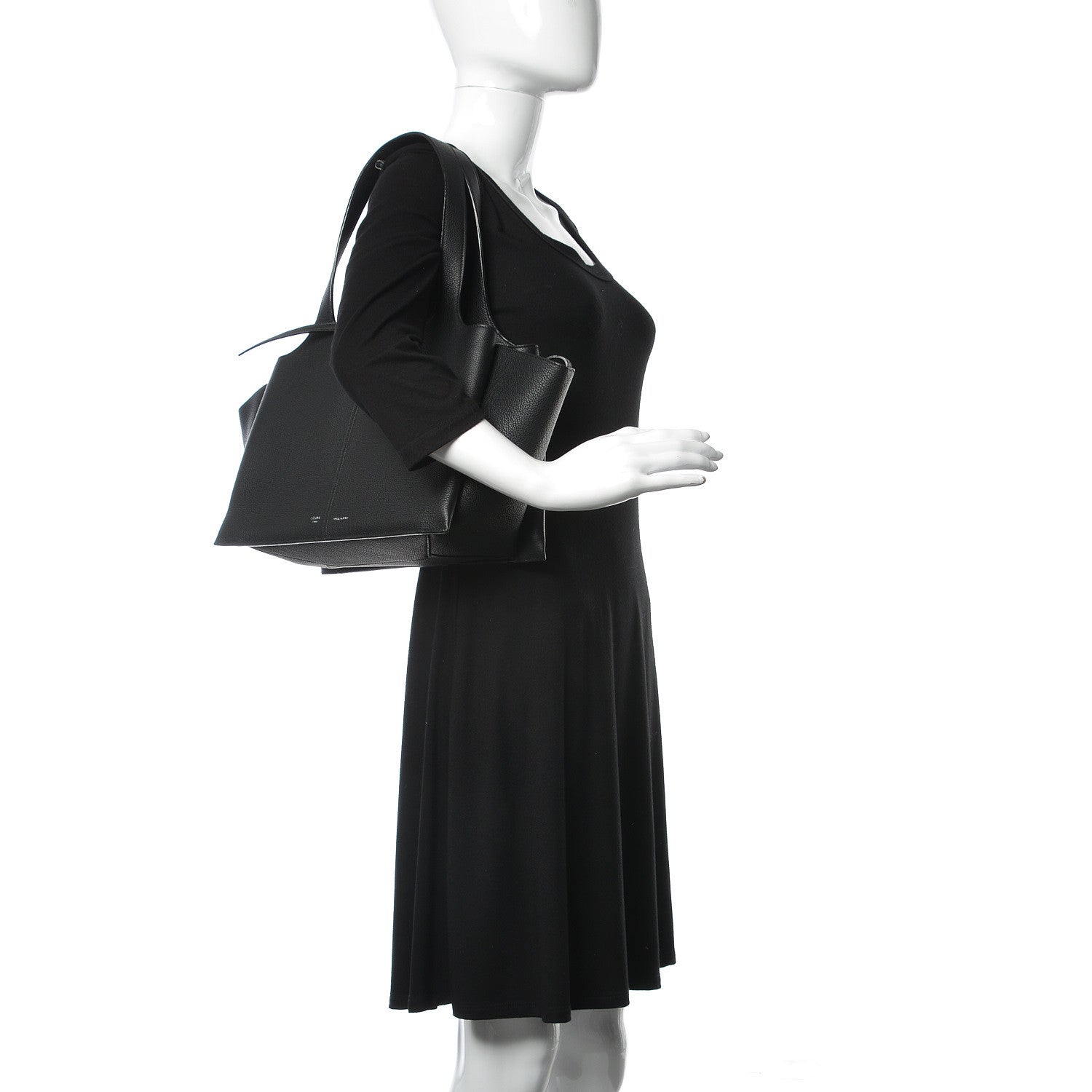 Celine Baby Grained Calfskin Small Tri-Fold Bag Black 2 of 8