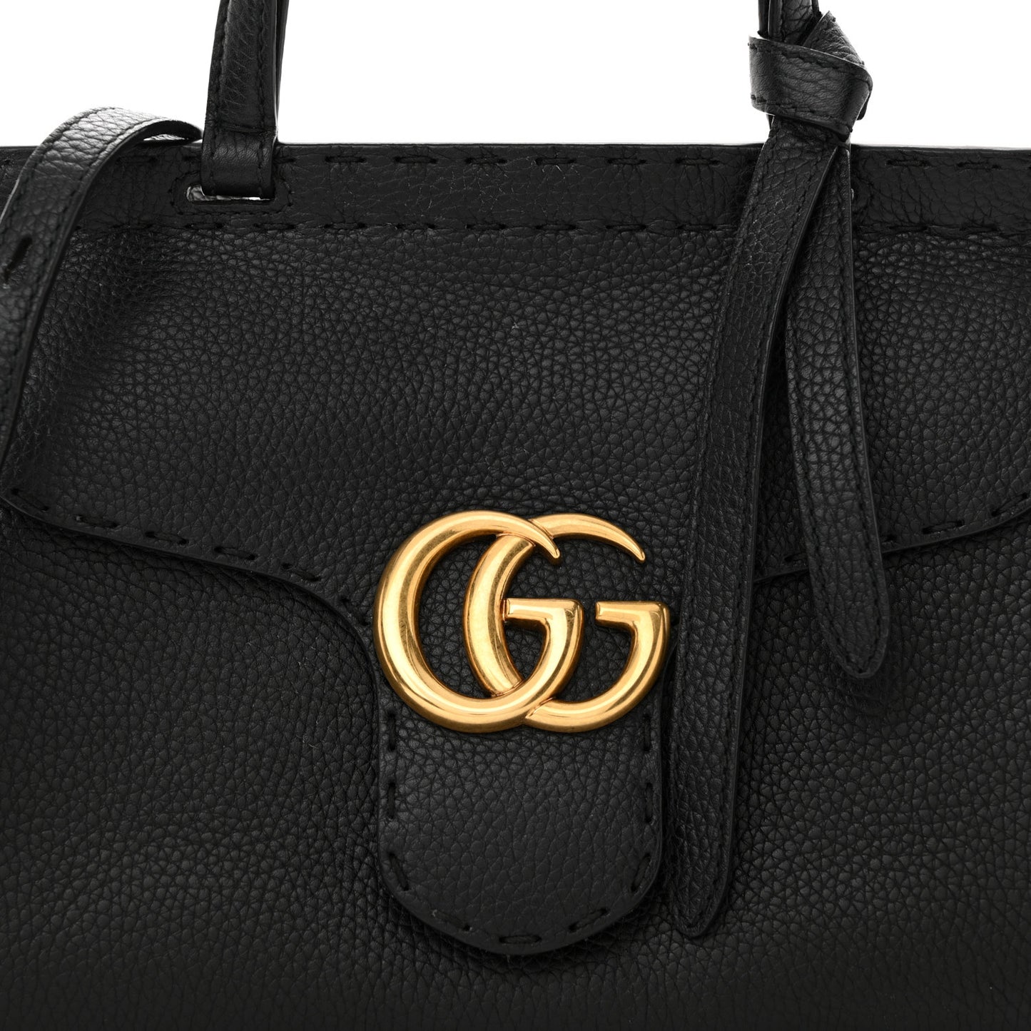 Calfskin Small GG Marmont Top Handle Bag Black