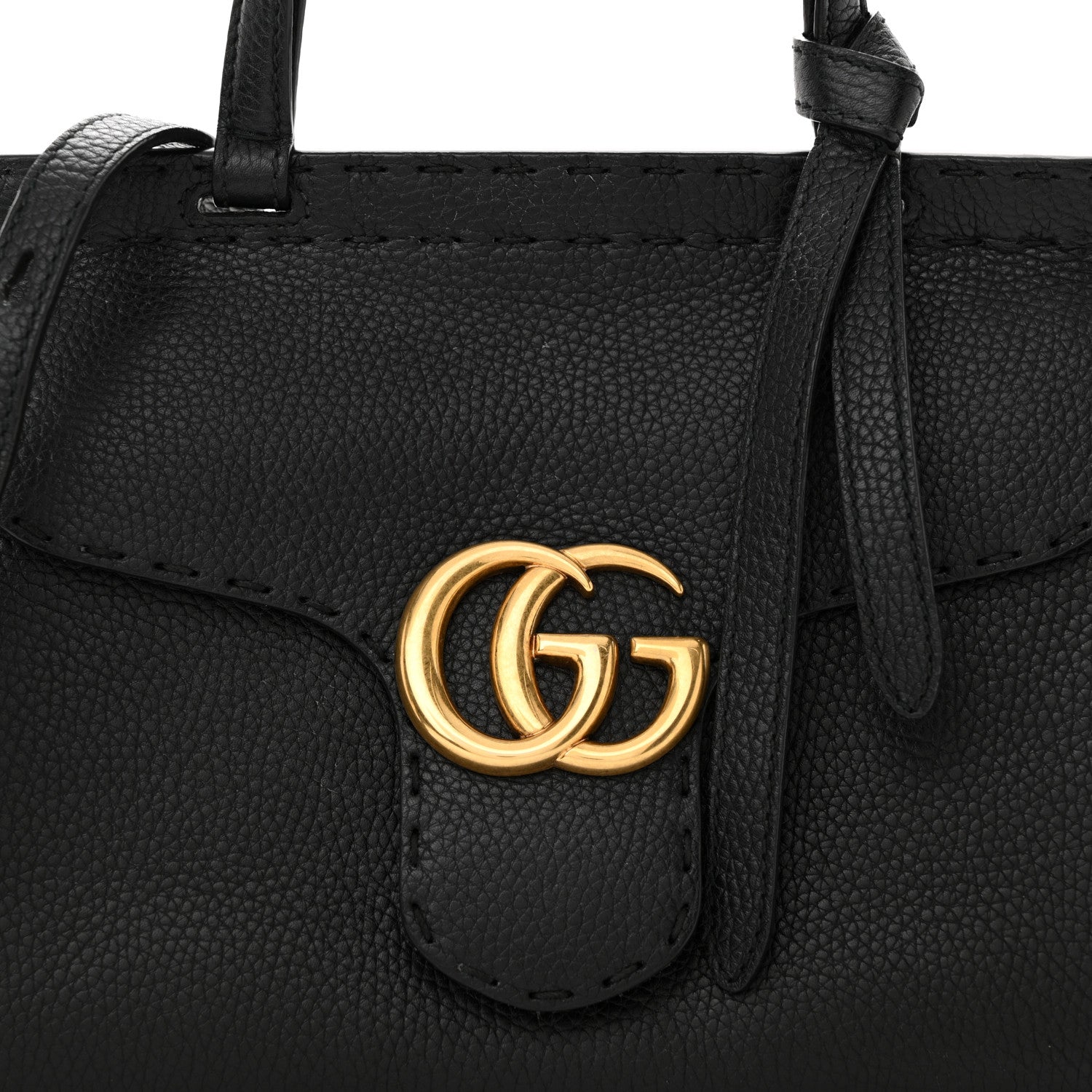 Gucci Calfskin Small GG Marmont Top Handle Bag Black 8 of 18