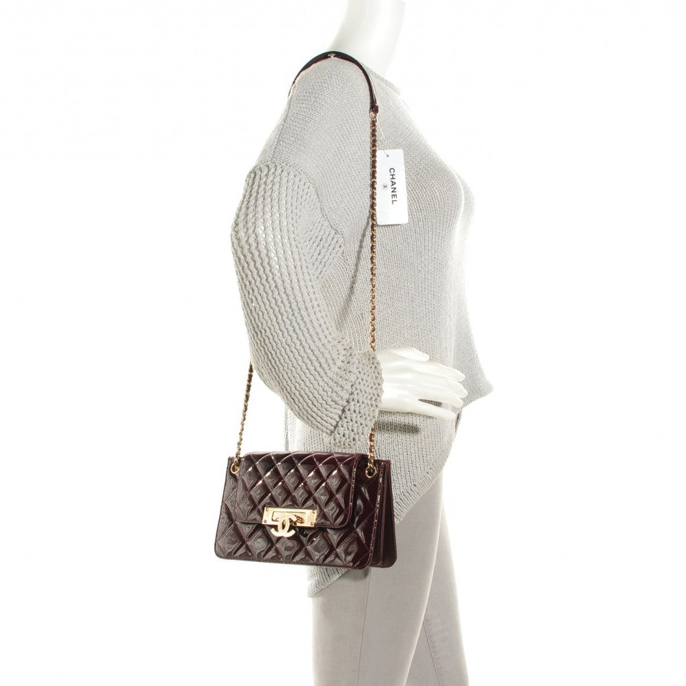 Chanel Patent Quilted Golden Class Accordion Flap Burgundy 2 of 7