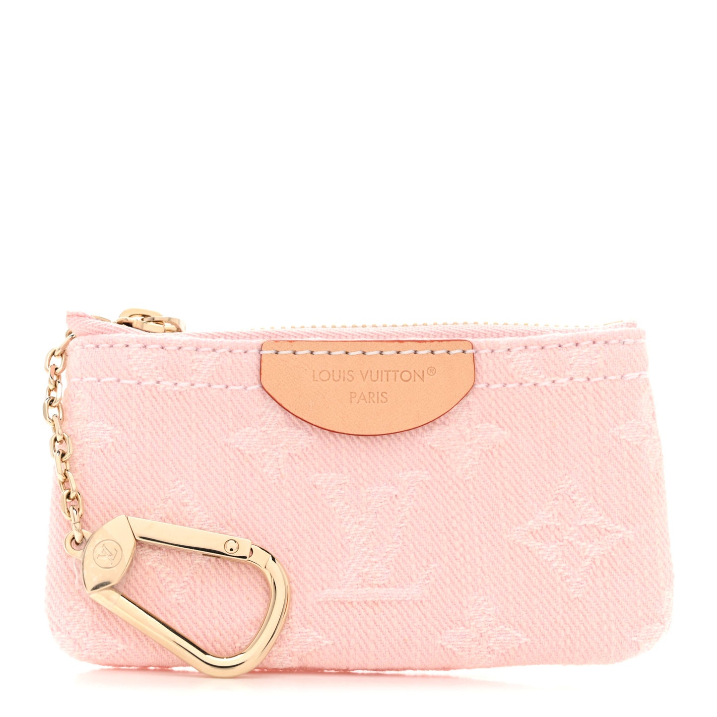 Monogram Denim Key Pouch Washed Pink