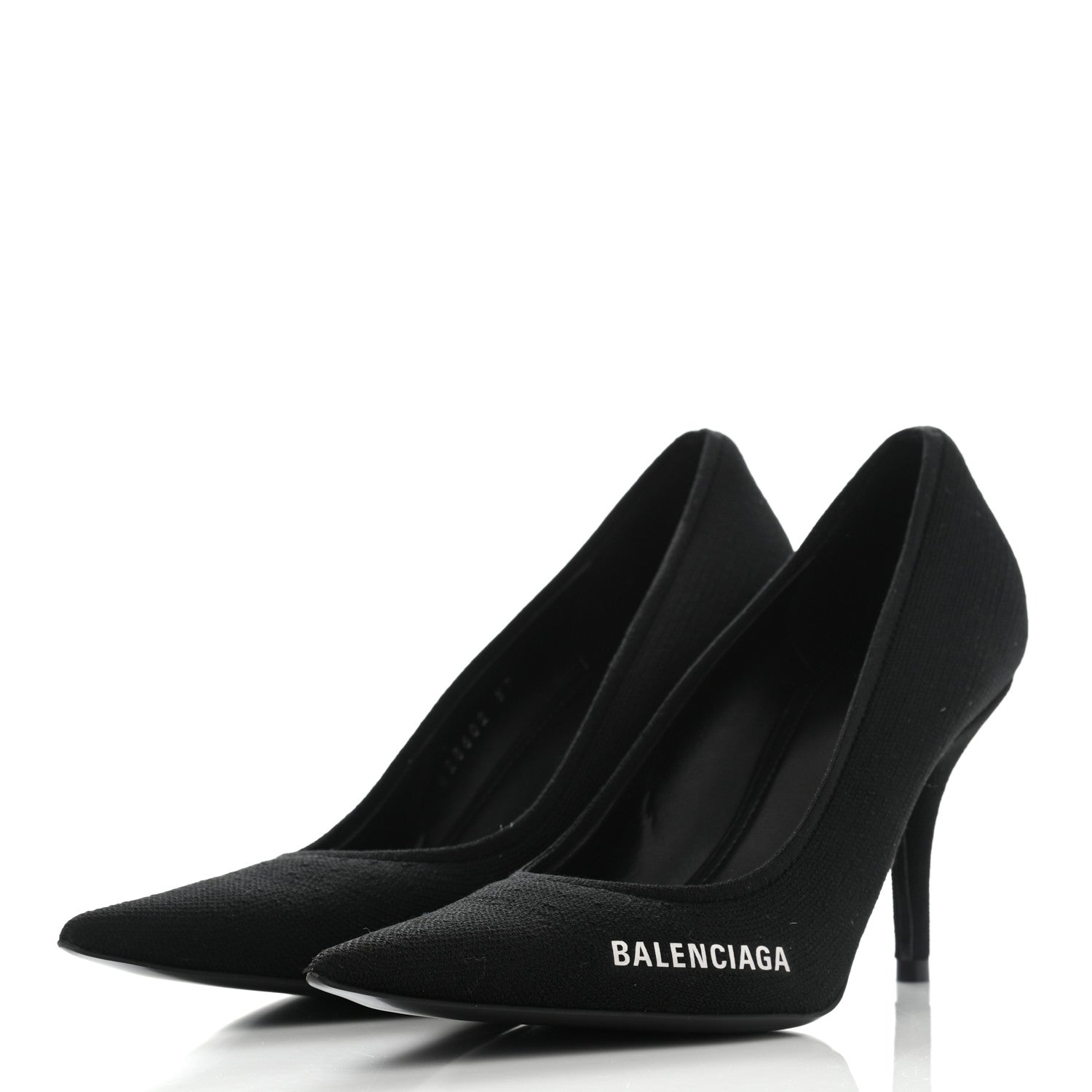 Balenciaga Recycled Knit Logo Knife 80mm Pumps 37 Black White 3 of 9