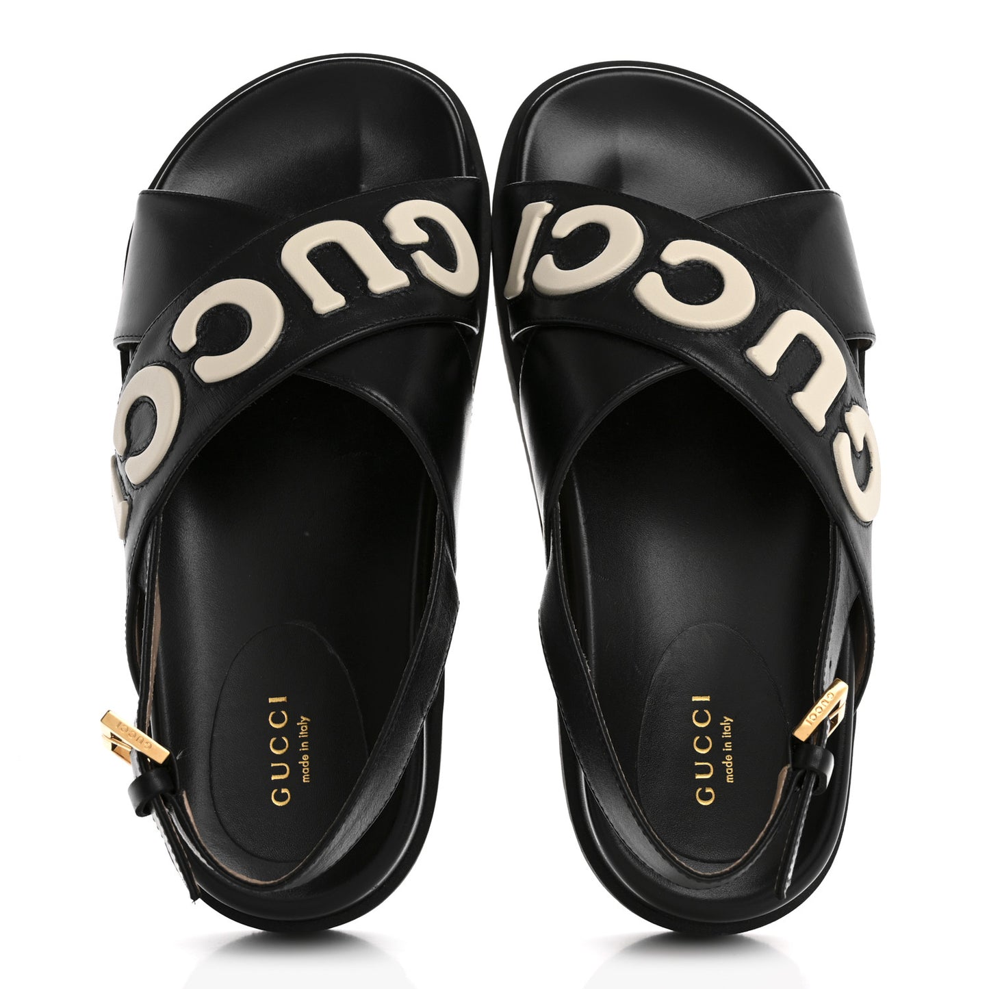 Logo Calfskin Slingback Sandals 38.5 Black