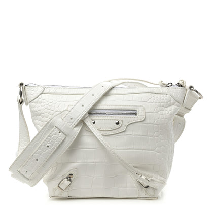 Balenciaga Extra Supple Calfskin Crocodile Embossed Neo Classic Hardware Hobo XS White 1 of 10