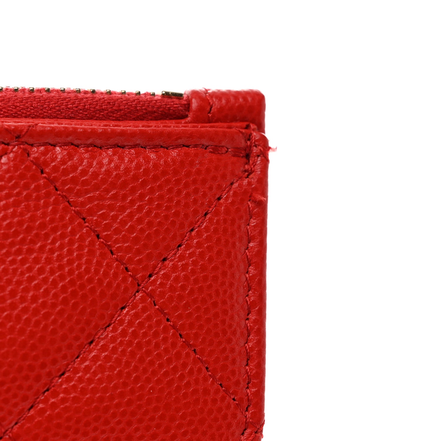 Chanel Caviar Quilted Flap Zip Card Holder Red 8 of 9