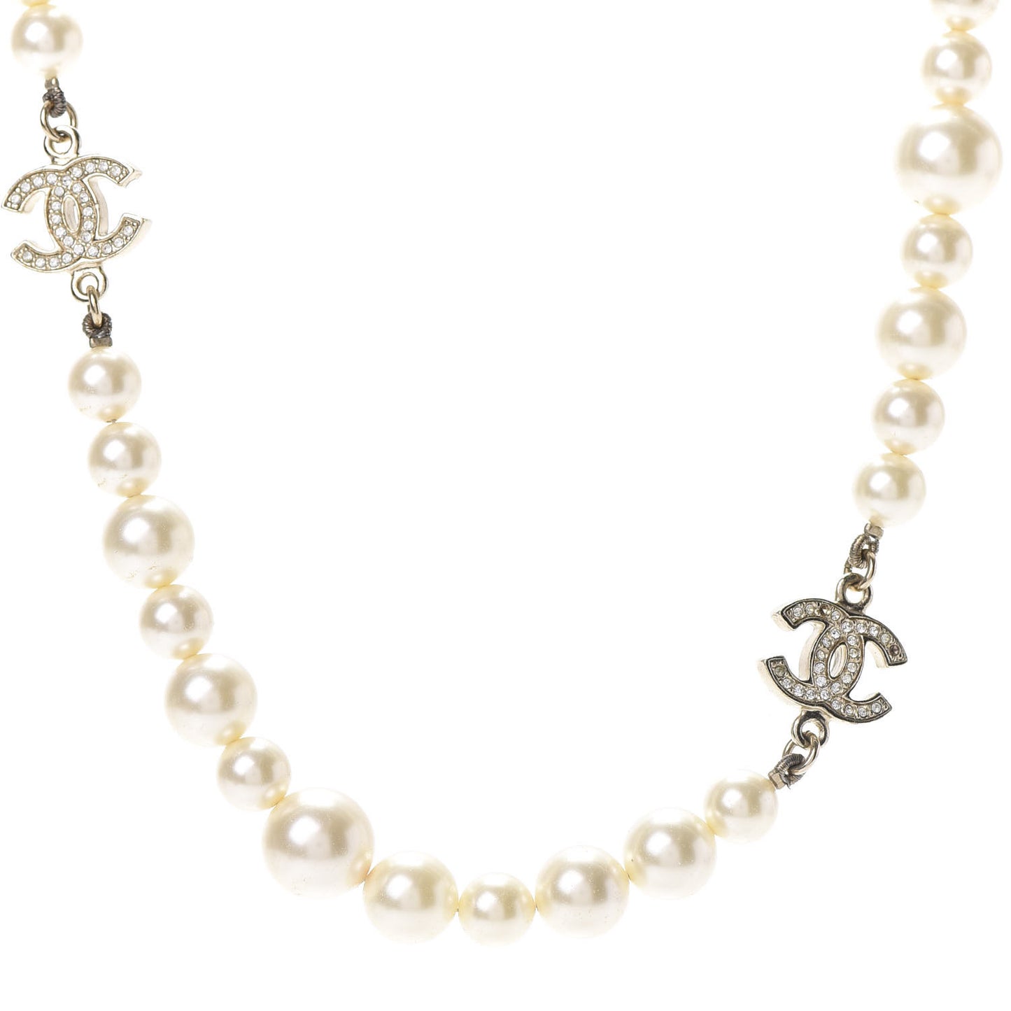 Crystal Pearl CC Short Necklace Gold