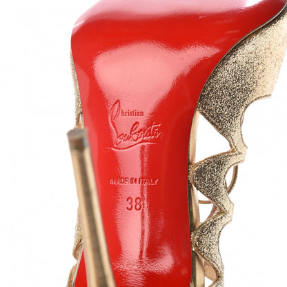 Christian Louboutin Nappa Glitter Mini Aqueduchesse 100 Cage Sandals 38 Poudre 6 of 9