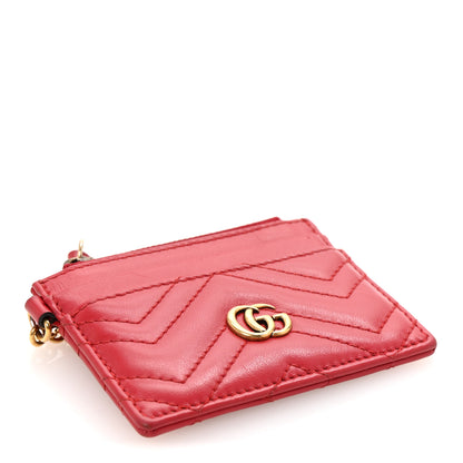 Gucci Calfskin Matelasse GG Marmont Key Case Card Holder Hibiscus Red 4 of 6