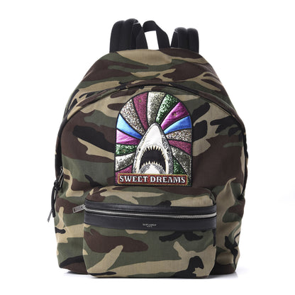 Saint Laurent Canvas Giant City Sweet Dreams Shark Backpack Camo 1 of 11
