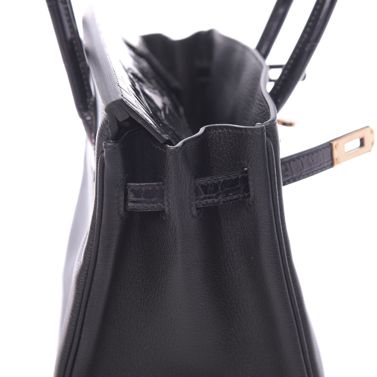 Taurillon Novillo Shiny Niloticus Crocodile Birkin Touch 25 Black