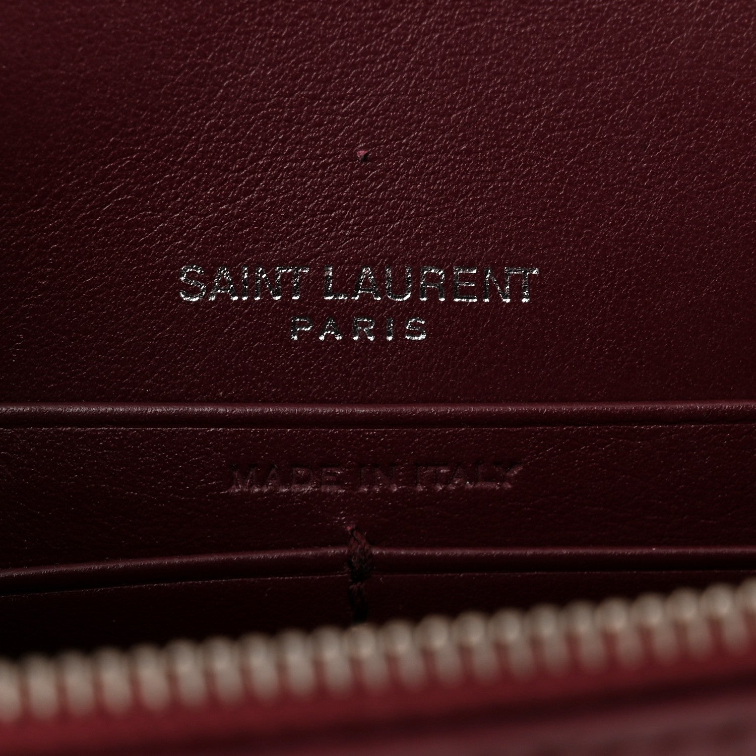 Saint Laurent Calfskin Crocodile Embossed Monogram Sunset Top Handle Chain Wallet Rouge Legion 6 of 9
