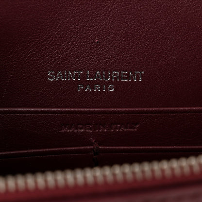 Saint Laurent Calfskin Crocodile Embossed Monogram Sunset Top Handle Chain Wallet Rouge Legion 6 of 9