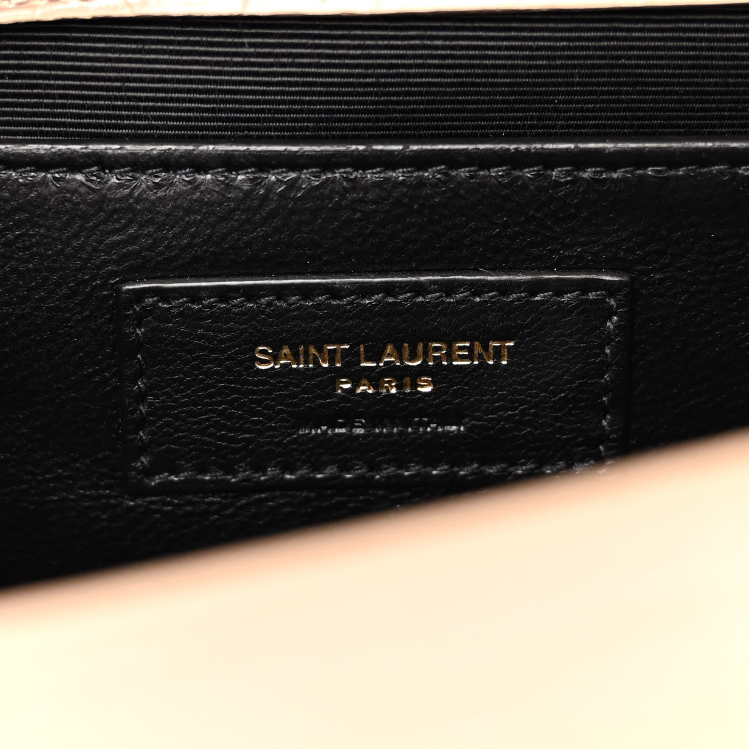 Saint Laurent Calfskin Crocodile Embossed Medium Classic Monogram Kate Tassel Satchel Dark Beige 6 of 12