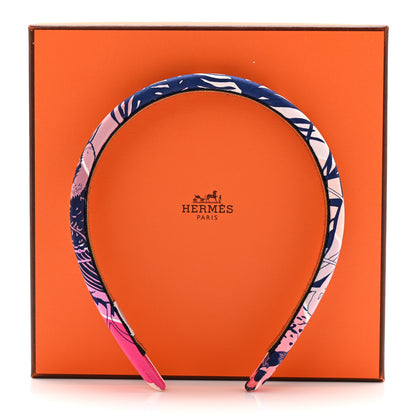 Hermes Silk Twill Jungle Love Rainbow Elsa Headband Rose 6 of 6