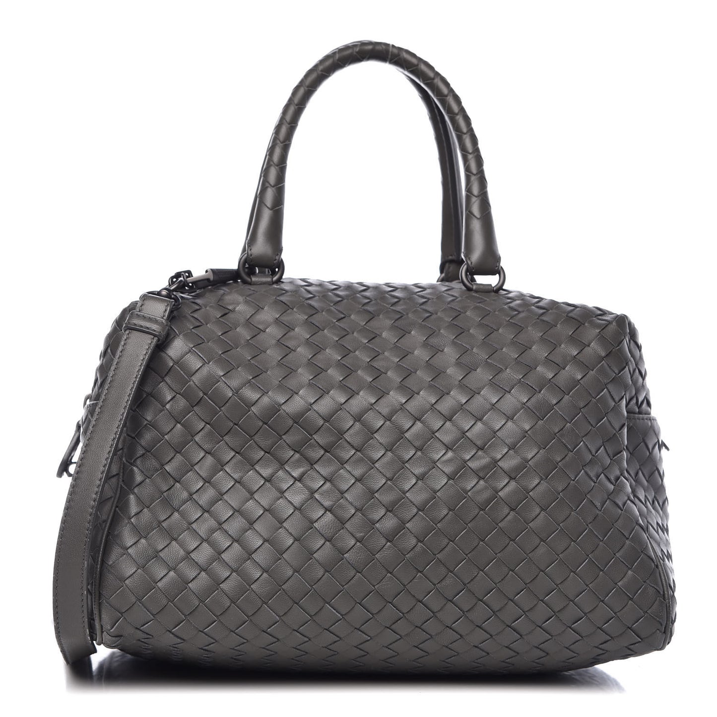 Nappa Intrecciato Top Handle Bag Grey