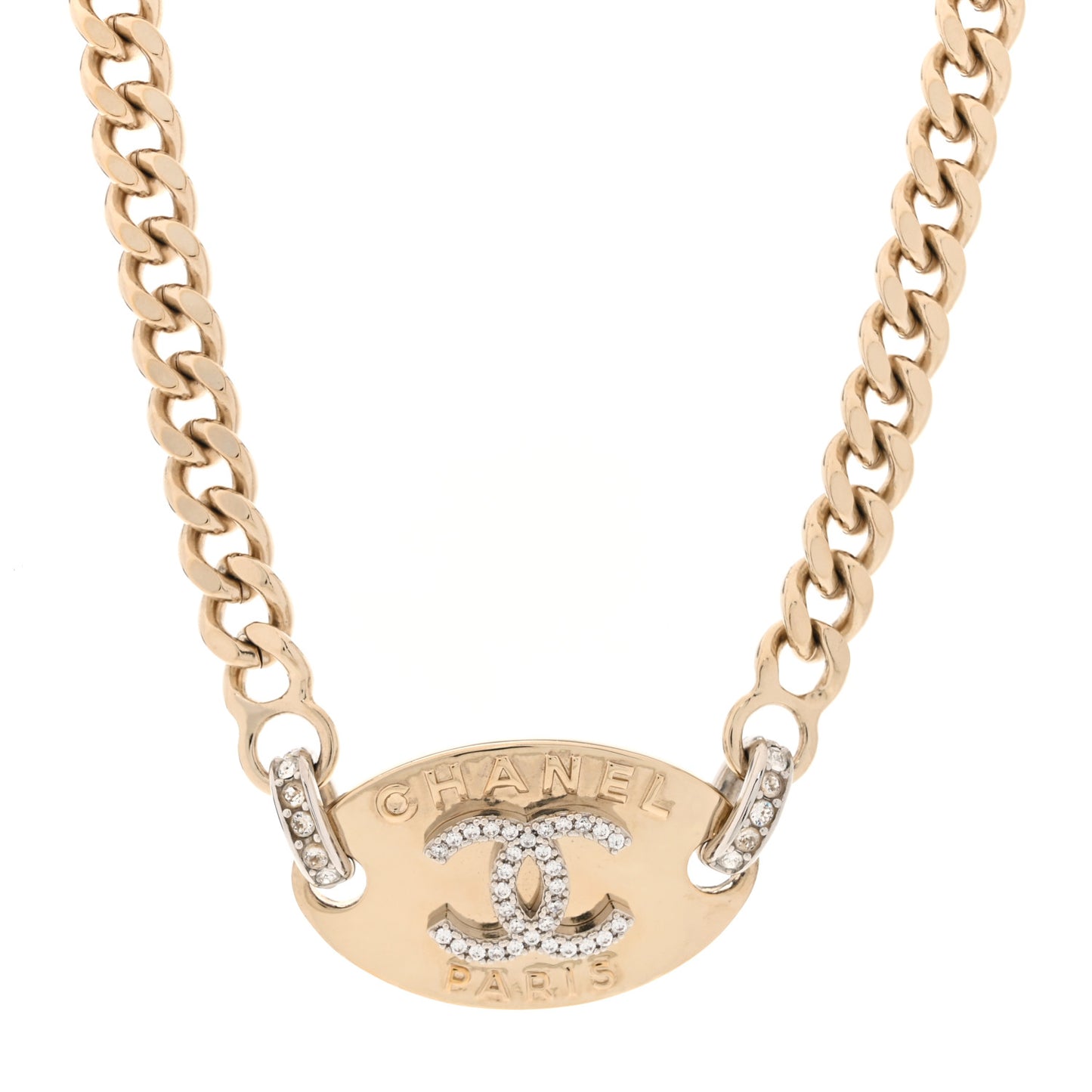 Crystal CC Oval Choker Necklace Gold
