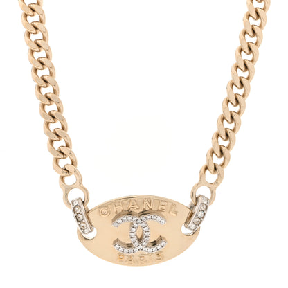 Chanel Crystal CC Oval Choker Necklace Gold 1 of 5