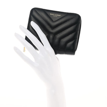 Saint Laurent Calfskin Matelasse Joan Compact Zip Around Wallet Black 2 of 9