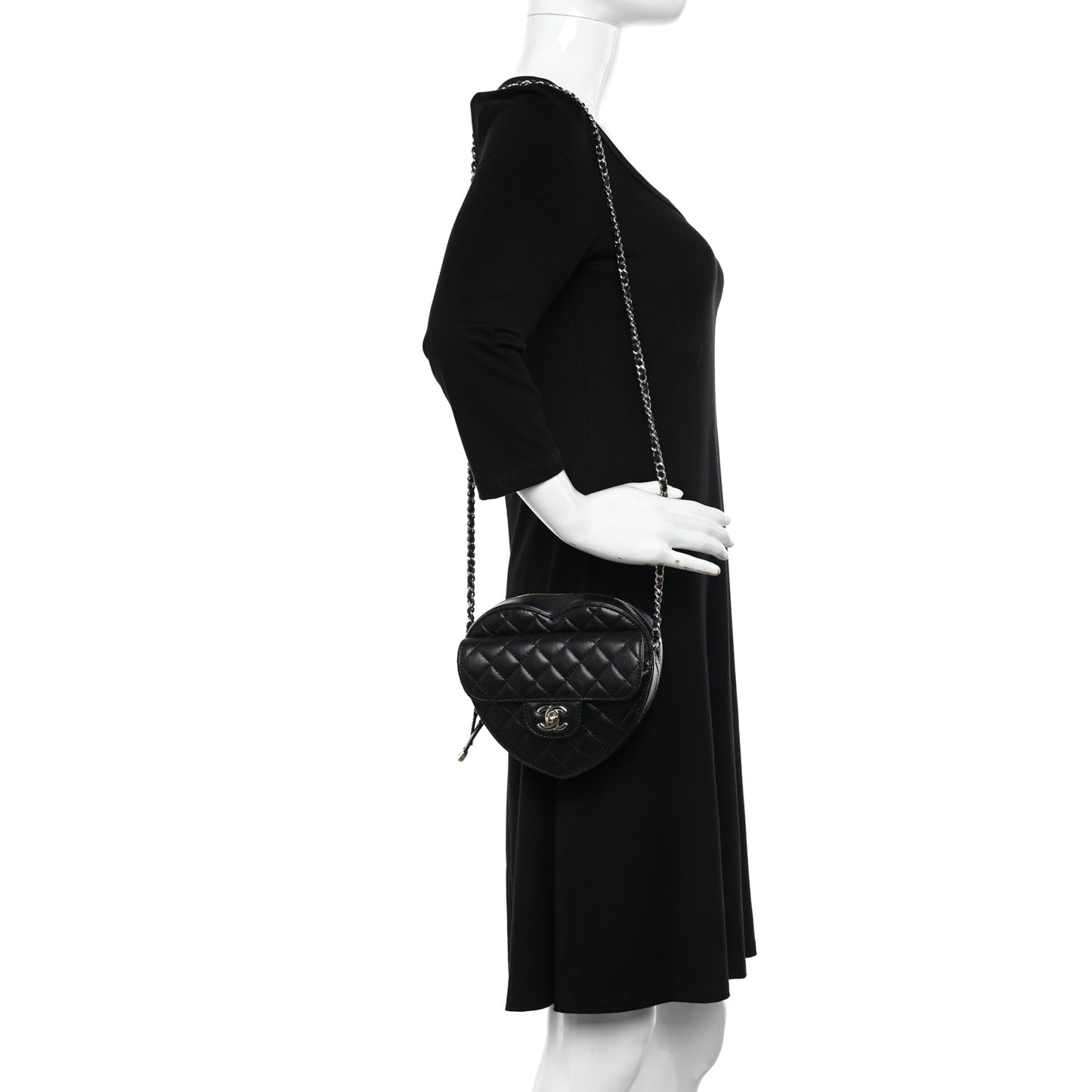 Lambskin Quilted CC In Love Heart Bag Black