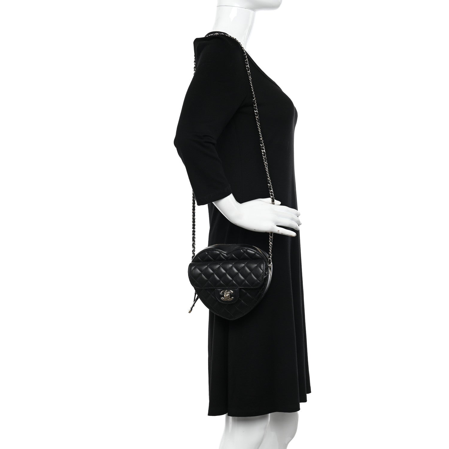 Chanel Lambskin Quilted CC In Love Heart Bag Black 2 of 11