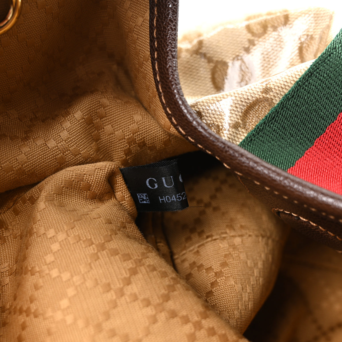 Varnished Monogram Web Small Giglio Tote Sand Dark Brown