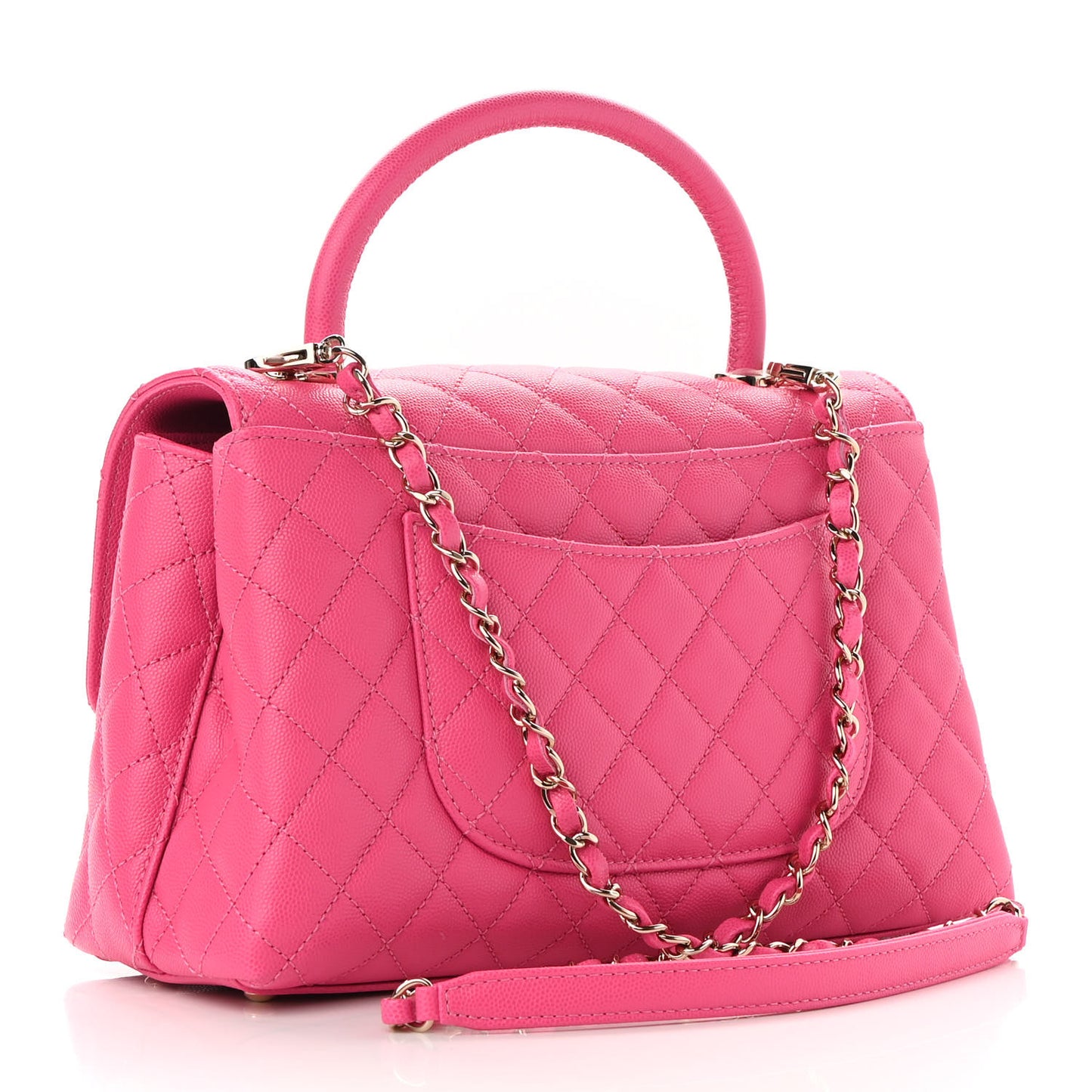 Caviar Quilted Small Coco Handle Flap Pink