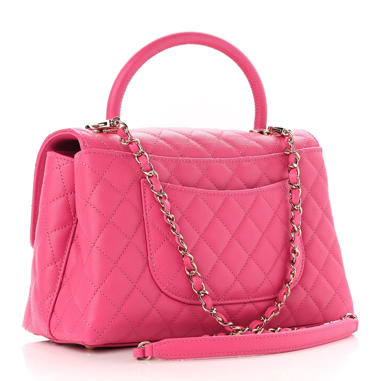 Chanel Caviar Quilted Small Coco Handle Flap Pink 2 of 9