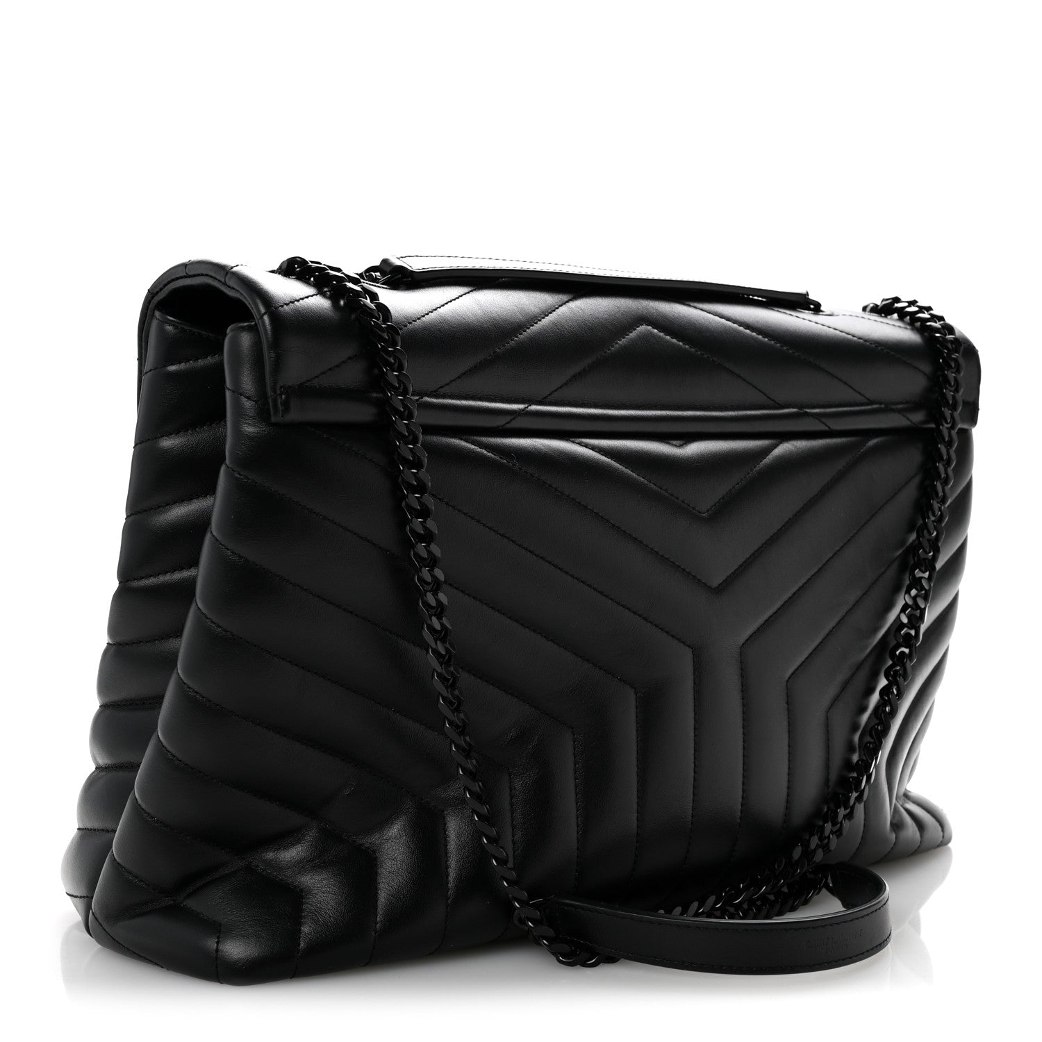 Saint Laurent Calfskin Y Quilted Monogram Monochrome Large Loulou Chain Satchel Black 3 of 14