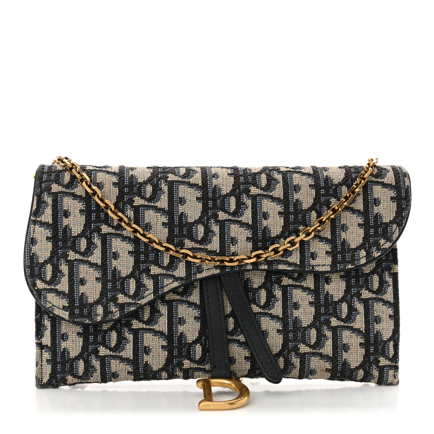 Oblique Saddle Chain Long Wallet Blue