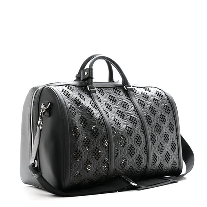 Gucci Calfskin GG Monogram Diamond Cut Duffle Bag Black 2 of 9