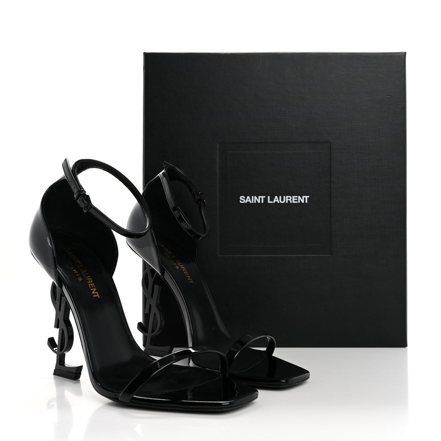 Patent Calfskin Opyum 110 Sandals 37.5 Black