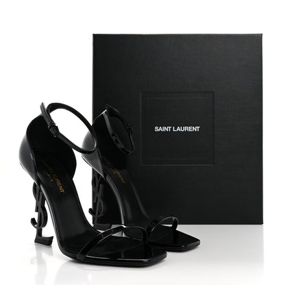 Saint Laurent Patent Calfskin Opyum 110 Sandals 37.5 Black 10 of 10