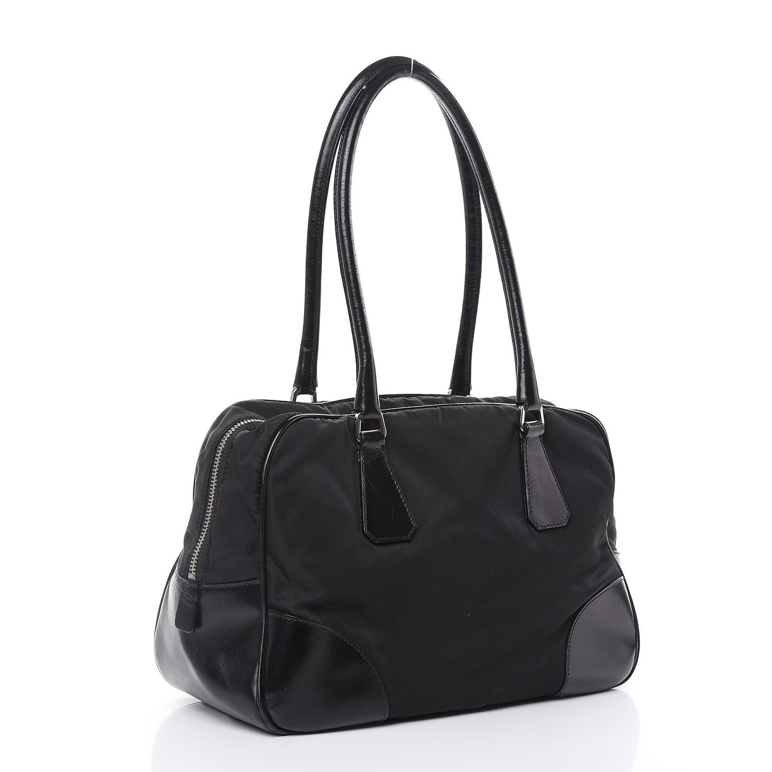 Prada Tessuto Nylon Soft Calfskin Shoulder Bag Black 3 of 15