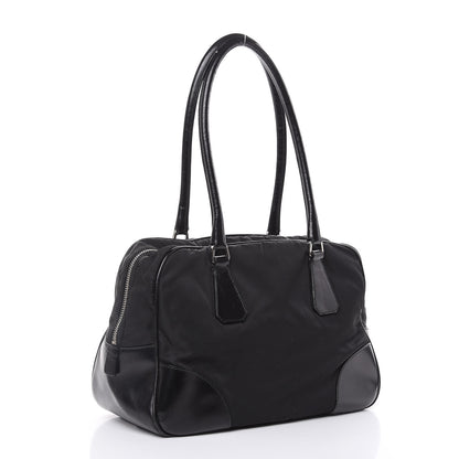 Prada Tessuto Nylon Soft Calfskin Shoulder Bag Black 3 of 15